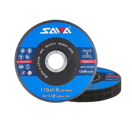 SAWA Cut Off Wheels 10 Pack,Cutting Wheels 4-1/2" x 3/64" x 7/8" for Metal &