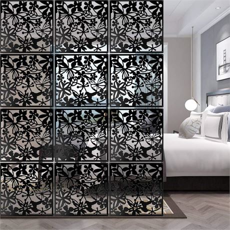 ANMINY 12 PCS Hanging Room Divider Flower Carving Pattern Panels Decorative