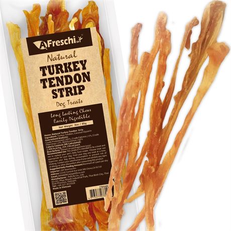 A Freschi srl Turkey Tendons for Dogs, USA-Sourced Human Grade, Rawhide-Free
