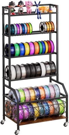 3D Printer Filament Storage Rack with Wheels, Portin 4-Tier Filament Spool
