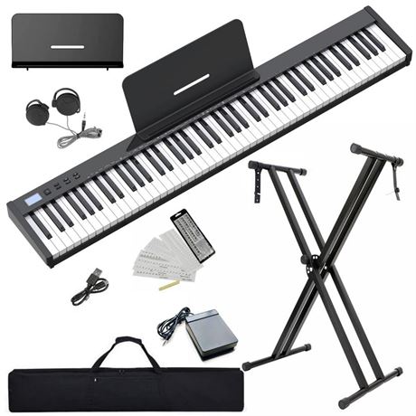 NikoMaku Piano Keyboard 88 Keys Semi-weighted Compact Portable Digital Piano