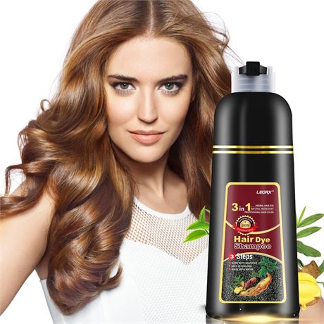 Hair Dye Shampoo, Leorx 3 In 1 Brown Color Shampoo Hair Dye For Refresh Hair
