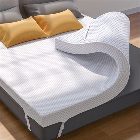 PERLECARE 3 Inch Memory Foam Mattress Topper for Pressure Relief, Premium Soft