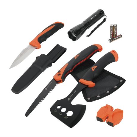 Ozark Trail 7-Piece Camping Multitool Set with Hammer, Axe, Flashlight, and