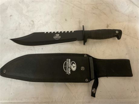 MOSSY OAK 15-inch Survival Bowie Knife Fixed Blade Hunting Knife with Sheath,