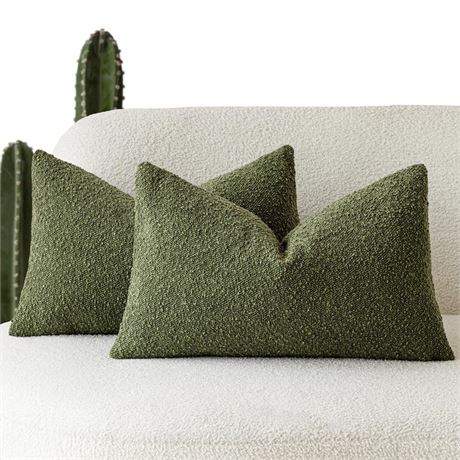 Foindtower Pack of 2 Modern Textured Boucle Throw Pillow Covers Accent Solid