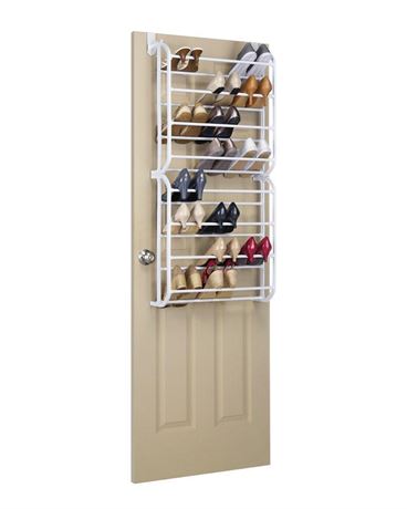 Whitmor 24 Pair Over The Door Shoe Rack-White 24 Pair White