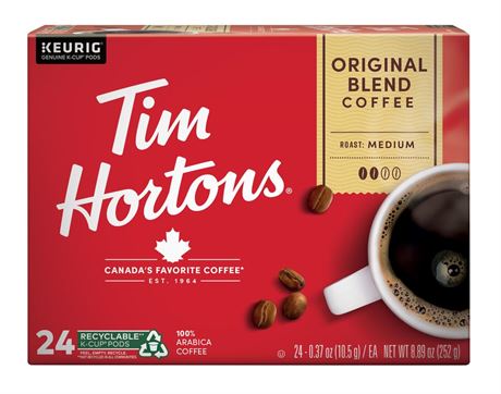 4pack Tim Hortons Original Blend Coffee 72 Count (3 Pods of 24) K-Cup ® Pods -