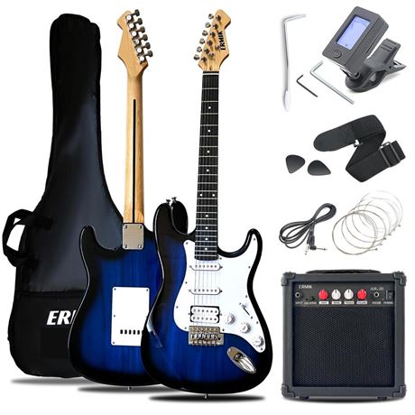 Ermik Soild Body Electric Guitar Kit with Amp 20W, Strings, Strap, Digital