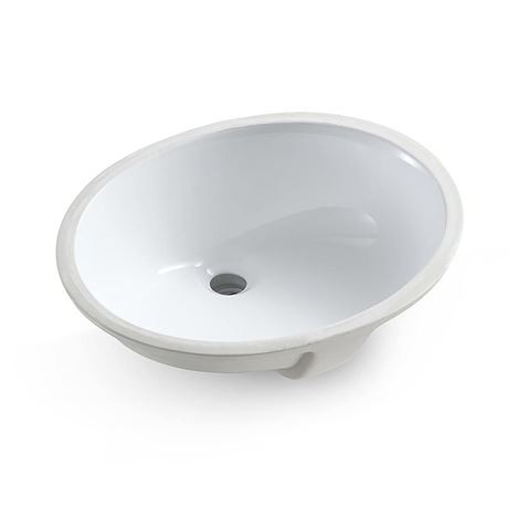 MEJE 19.5"x16" Oval Shape Bathroom Sink Undermount, Modern Pure White Porcelain