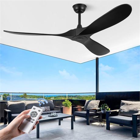 ABZ Ceiling Fans Without Lights - 60 Inch Ceiling Fan no Light, Black 3 Blade