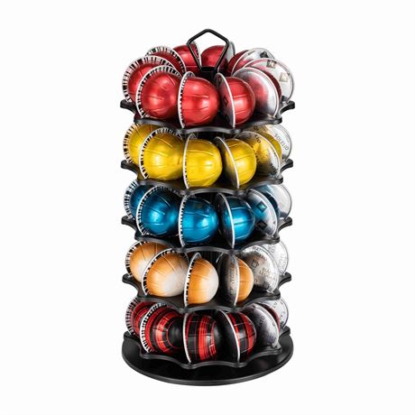 FlagShip 50 Vertuo Pods Carousel Holder Black Coffee Pod Holder 360° Rotating