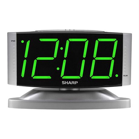 SHARP Home LED Digital Alarm Clock – Swivel Base - Outlet Powered, Simple