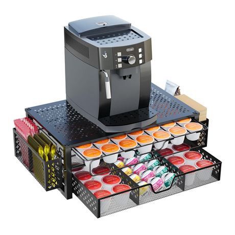 Simple Trending Coffee Pod Holder for K Cups, with 2 Tier Slidng Storage Drawer