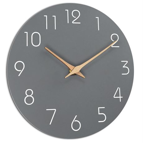 Mosewa Large Wall Clock 16 Inch Modern Flatwood Wall Clocks Silent Non-Ticking