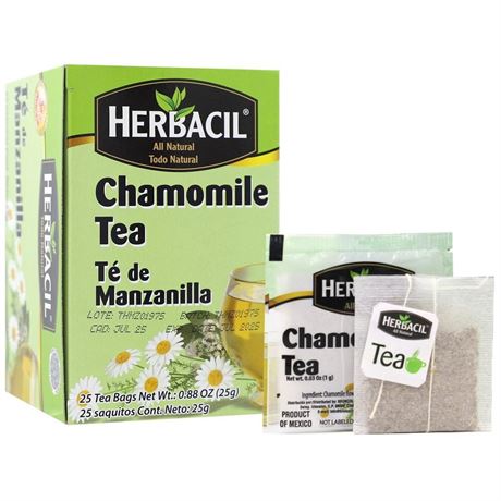 Herbacil Chamomile Tea, Caffeine-Free Herbal Infusion, 25 Tea Bags 2 pls