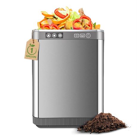 Electric Composter, 1-Gallon Largest Smart Waste Compost Bin Kitchen, Turn