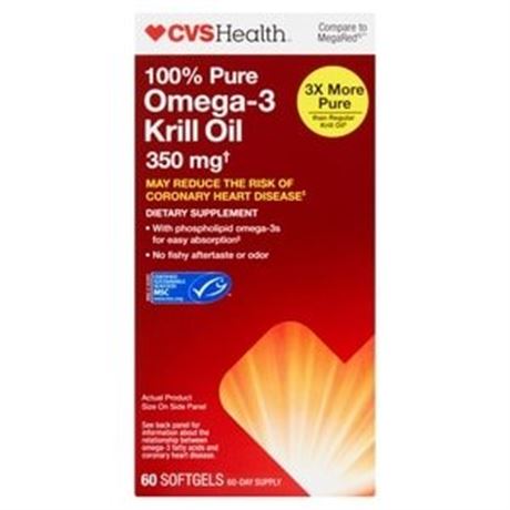 CVS Antarctic Krill Oil Omega-3 Softgels, 60 CT