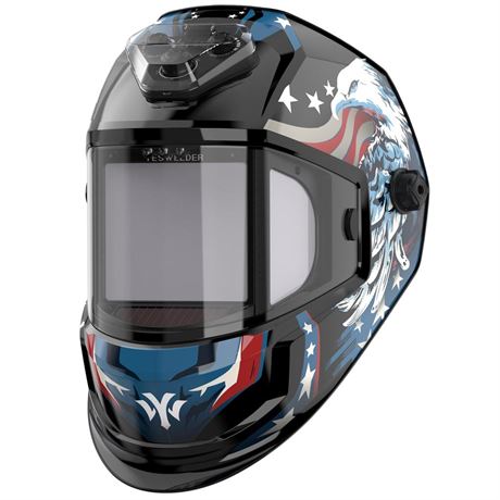 YESWELDER Panoramic View Auto Darkening Welding Helmet, Large Viewing True