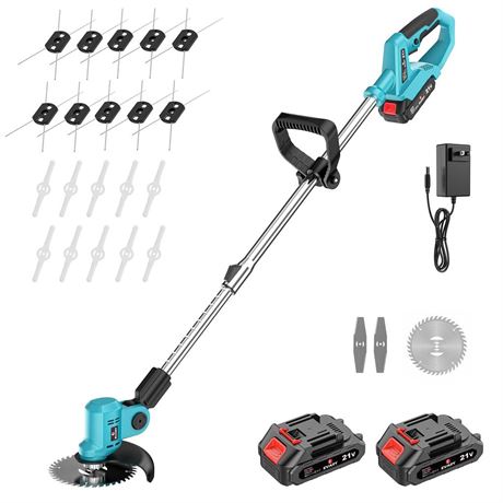 Weed Wacker Cordless Electric Weed Eater 21V Battery Powered 6000mAh String