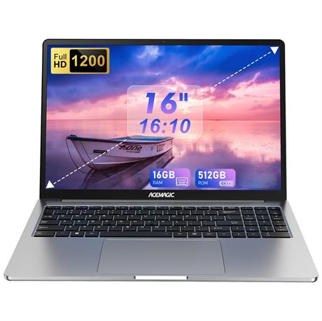 ACEMAGIC 16 inch Laptop Computer,Powered by N95 Processor,16GB DDR4 RAM 512GB