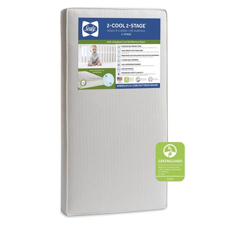 Sealy 2-Cool 2-Stage Dual Firmness Memory Foam Baby Crib Mattress & Toddler Bed