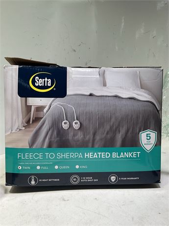 Serta® Fleece to Sherpa Heated Electric Supersoft Bed Blanket