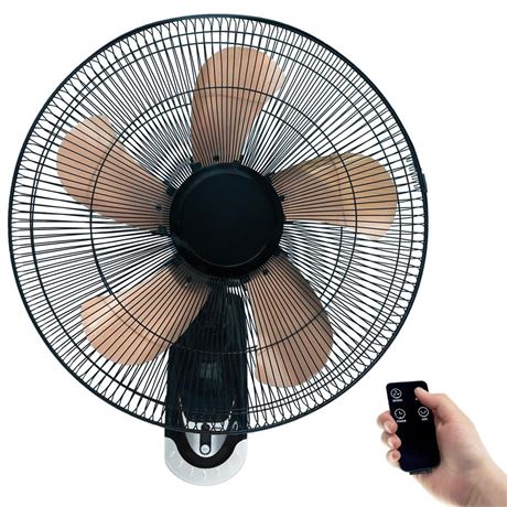 16IN Wall Mount Fan with Remote, Wall Oscillating Fan with 3 Speeds, Adjustable