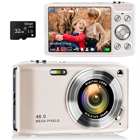 Digital Point and Shoot Camera, Compact Digital Camera with 2.88' IPS Screen