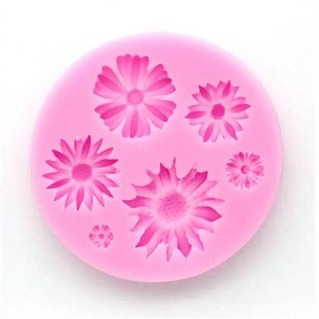 Furimuk Flower Silicone Molds,2 Pieces Mixed Size Silicone Candy Molds, Flower