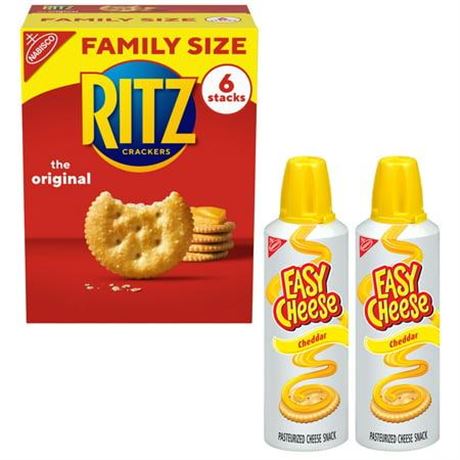 1 Family Size Box & 2 Cans RITZ Original Crackers and Easy Cheese Cheddar Snack