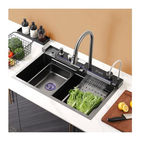 Waterfall Kitchen Sink, Single Bowl Kitchen Sinks, Flying Rain Waterfall