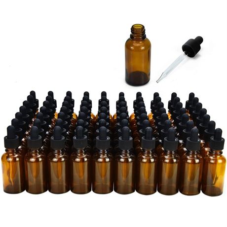 June Fox Glass Dropper Bottle,99 Pack 1oz Blue Glass Bottles (99, Amber) Brown