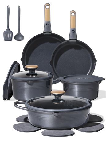 CAROTE 17Pcs Titanium Pots and Pans Set, Cookware Set Nonstick, Kitchen Cooking