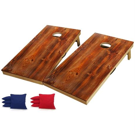 Solid Wood Premium Cornhole Game Set, Bean Bag Toss Game for Tailgate, Outdoor,