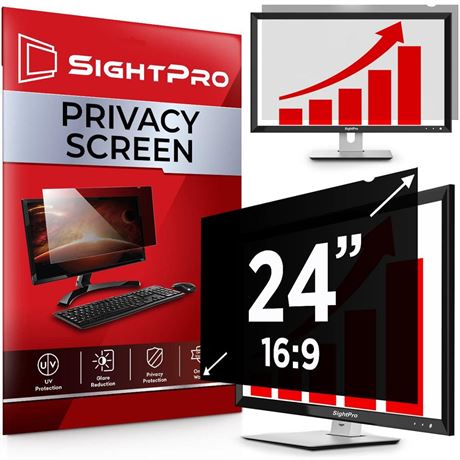 24 Inch 16:9 Computer Privacy Screen Filter for Monitor - Privacy Shield and