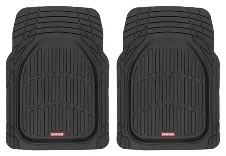Motor Trend -2 Piece Front Car Floor Mats- Black FlexTough Contour Liners-Deep