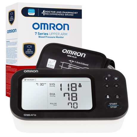 OMRON 7 Series Upper Arm Blood Pressure Monitor and Arm Cuff with AFib