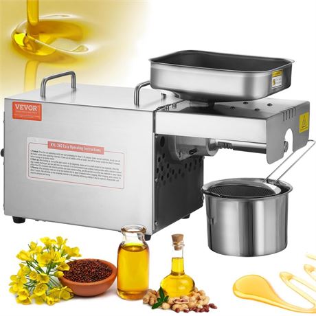 VEVOR Electric Oil Press Machine, 700W Stainless Steel Oil Extractor Machine,