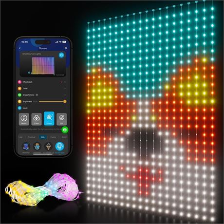 Govee Curtain Lights, Smart LED Curtain Lights, Color Changing Wall Lights,