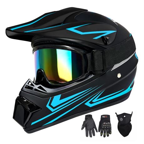 Youth Kids Motocross Helmet, Adult ATV Dirt Bike Helmet with Goggles Gloves &