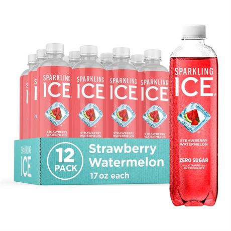 Sparkling Ice, Strawberry Watermelon Sparkling Water, Zero Sugar Flavored