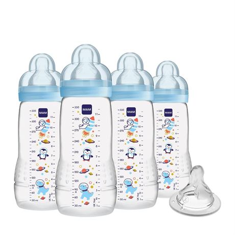 MAM Easy Active Anti-Colic Baby Bottle 11 oz, Fast Flow, Breastfeeding-Like