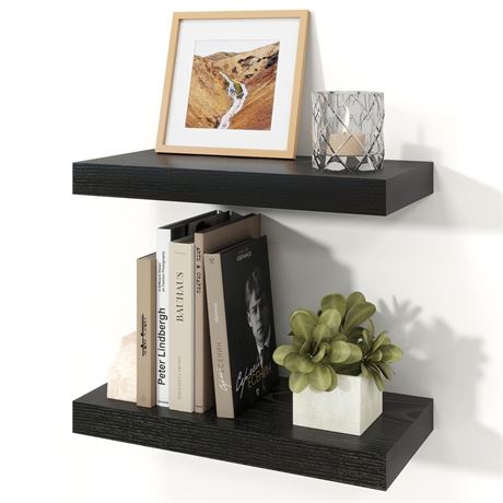 Black Floating Shelves for Wall, 7.9" Deep Wall Mounted Floating Shelves for