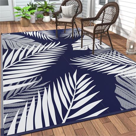 GENIMO Outdoor Rug 9' x 12' Waterproof for Patios Clearance, Reversible Outdoor