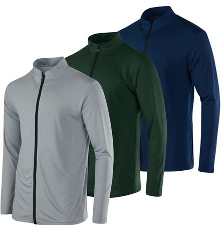 Real Essentials 3 Pack: Mens Dry-Fit Long Sleeve Full Zip Hoodie & Jacket-