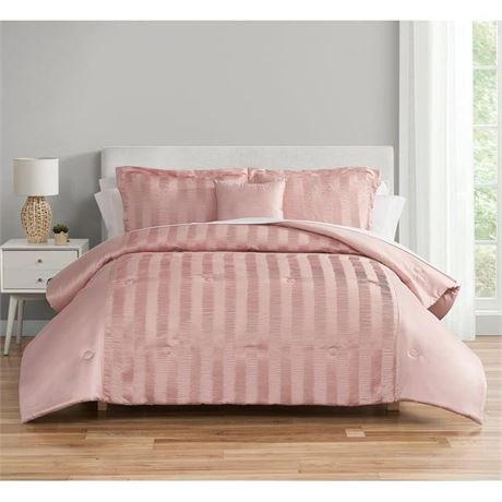 Mainstays Blush Pink 10 Piece Bed in a Bag Comforter Set with Sheets, King