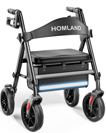 HOMLAND Walkers for Seniors with Seat, Foldable Rollator Walker, Black |
