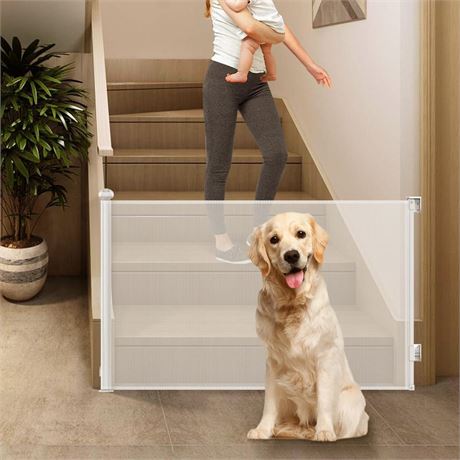 Retractable Dog Gate 34" Tall, Dog Gates for The House Extra Wide 70.8", Pet