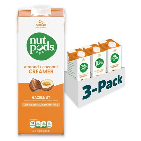nutpods unsweetened Hazelnut Dairy-Free Coffee Creamer - 32oz 3-Pack 32oz 3 pack